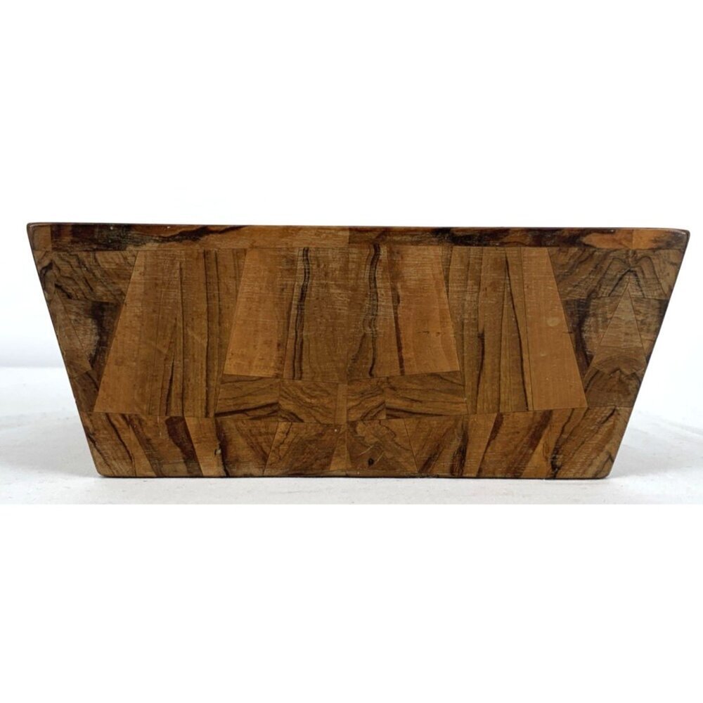 Handmade Segmented Wood Bowl Square 9" Vintage MCM - Picture 10 of 11